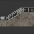 Architectural Staircase Design With Concrete Steps And Ornate Stone Railings