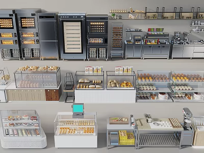 Retail Display Shelves With Glass Cases Metal Racks And Organized Products 3d model