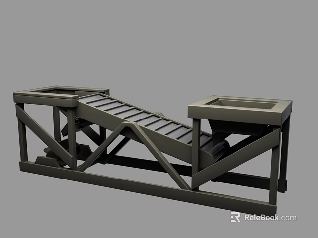 Gray Building Blocks Structure With Inclined Ramp And Two Square Platforms 3d model