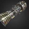 Turbine Engine 3D Model with Internal Structure Metallic Components and Transparent Casing Design 3d model