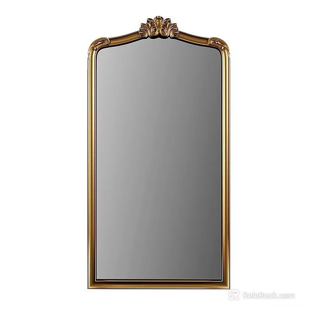 Elegant Gold Framed Mirror With Modern Design For Home Interior Decor 3d model 