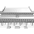 Ancient Chinese Architecture Design With Multi-tiered Roof Overhanging Eaves And Stone Steps
