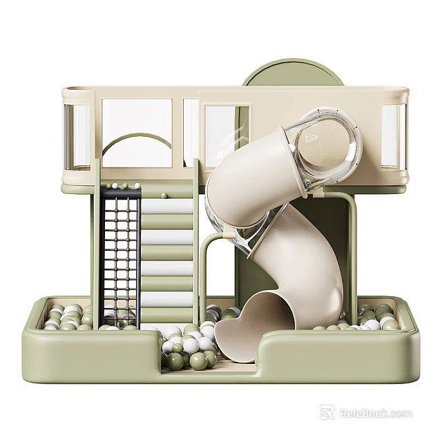 Kids Playground Featuring Slide Ball Pit Stairs and Multi Level Structure 3d model