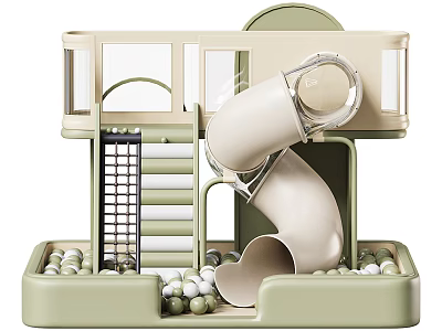 Kids Playground Featuring Slide Ball Pit Stairs and Multi Level Structure 3d model