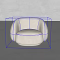 White Modern Minimalist Single Sofa With Rounded Upholstered Design In Light Space 3d model