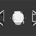 Space Exploration Equipment 3D Model of Cosmic Aerospace Structure with Metal Framework and Thruster System