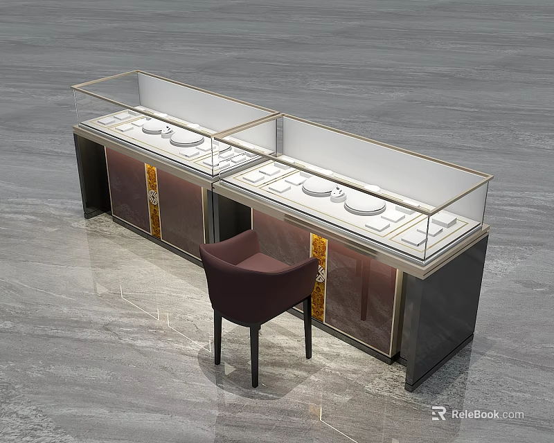 Luxury Jewelry Store Display Cases With Glass Counter And Modern Design 3d model 