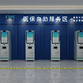 Public Facility Self-service Area Featuring Multiple Modern Digital Kiosks For Efficient Public Service 3d model