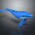 Blue Whale Toy Model With Smooth Surface And Reflection On Gray Background 3d model