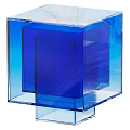 Modern Transparent Blue Cube Dining Table With Acrylic Structure Minimalist Design 3d model