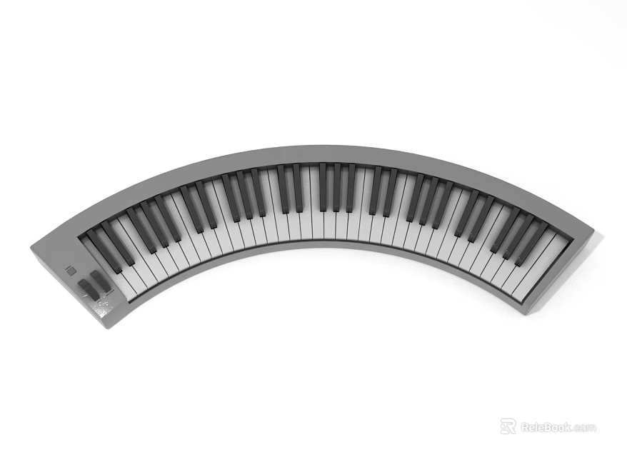 Curved Electronic Keyboard Musical Instrument Portable Design With Black White Keys And Modern Tool 3d model 