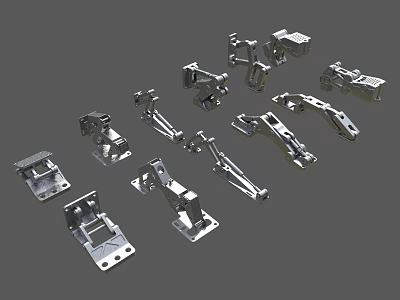 Various Styles of Durable Metal Hinges for Furniture and Cabinet Hardware Applications 3d model