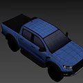 Blue Off Road Pickup Truck With Black Wheels And Sporty Exterior Design