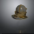 Ancient Metallic Helmet with Gold Blue Finish Carved Decorative Design Historical Weaponry Gear
