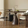 Middle Ancient Round Dining Table and Chair Combination 3d model