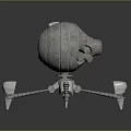 Futuristic Metallic Sphere With Robotic Mechanical Legs And Detailed Components Design