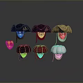 Colorful Venetian Masks with Various Designs and Feather Decorations