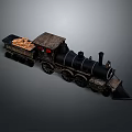 Vintage Black Steam Train Model With Cargo Carriage Carrying Wooden Logs