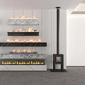Modern Marble Fireplace Design With Multiple Tiers And Black Chimney Interior