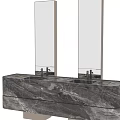 Elegant Modern Marble Double Sink Vanity with Mirrors and Cabinets 3d model