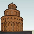 Ancient Circular Architecture With Multi Tiered Structure Arched Windows And Cross Top 3d model