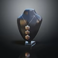 Elegant Three Round Pendant Necklace Displayed On Black Mannequin With Shiny Design