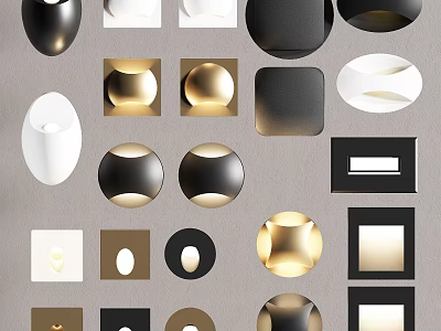 Modern Downlights And Spotlights With Black White Gold Round Square Designs 3d model