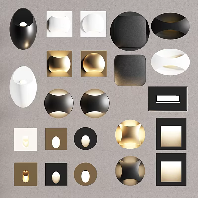 Modern Downlights And Spotlights With Black White Gold Round Square Designs 3d model