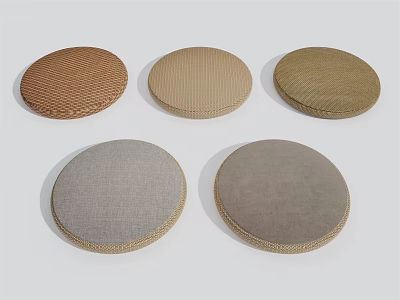 Round Fabric Seat Cushions In Assorted Neutral Colors For Home Living Use 3d model