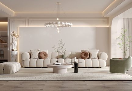 French Living Room French Cream Living Room 3d model