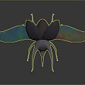 Colorful Iridescent Winged Beetle With Black Body And Long Antennae On Dark Background