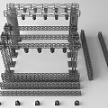 Musical Instruments and Art Supplies Display with Metal Truss Structure and Tools
