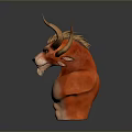 Mythical Game Movie Character With Horns Red Orange Skin And Lion Like Mane