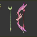 Pink Bow And Arrow Weapon With Wing Decorations And Matching Arrows