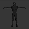 Game Movie Character 3D Model With Muscular Build Bald Head And Glowing Blue Facial Features