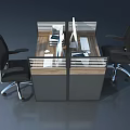 Contemporary Office Workstation With Swing Door Storage Cabinets And Ergonomic Chairs