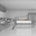 Modern Commercial Kitchen Interior With Stainless Steel Appliances Countertops And Cabinets