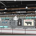 Spacious Supermarket Department Store With Brick Walls Wooden Ceiling Hanging Lights And Well Stocked Shelves