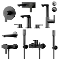 Modern Black Faucets Various Styles For Kitchen And Bathroom Use 3d model