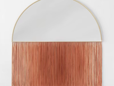 Modern Wall Decor With Half Moon Mirror And Orange Tassels Design 3d model