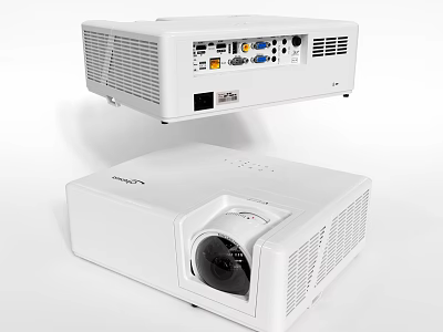 Projection Monitoring Projector Device With White Modern Design Real Time Surveillance And Interface Ports Setup 3d model