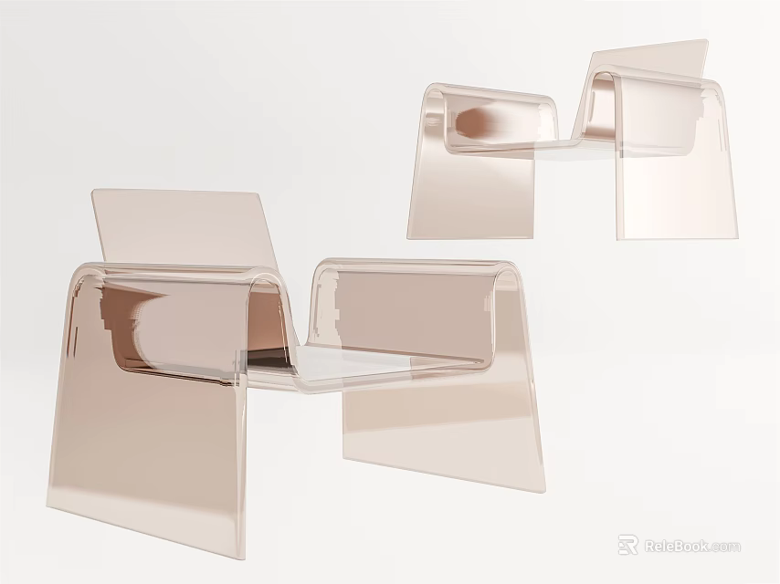 Transparent Modern Leisure Chair with Acrylic Material and Stylish Armrest Design 3d model 