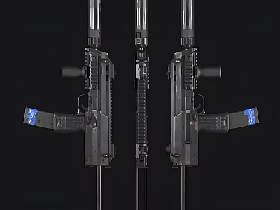 Modern Tactical Weapons Featuring Black Rifles With Barrel And Grip Components 3d model