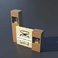 Minimalist Decorative Ornament Set On Brown Cube Display Stand With Zigzag Pattern 3d model