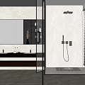Modern Bathroom Interior Design With Double Vanity Marble Countertop And Glass Shower