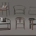 Modern Leisure Chairs Collection With Wooden Frames Different Backrests And Padded Seats