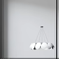 Modern Contemporary Chandelier With Multiple Circular White Discs And Metal Frame