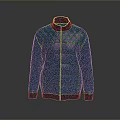 Blue Jacket With Stand Collar Diamond Pattern And Striped Design 3d model