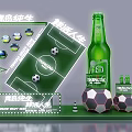 Tsingtao Pure Draft Beer Display With Football Field Models And Fresh Life Concept