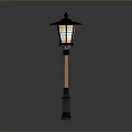 Classic Outdoor Street Lamp With Decorative Top Glass Shade And Brown Post